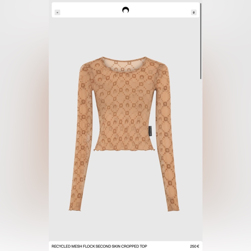 Marine Serre Sheer Tan Long Sleeve Top szMed LkNew